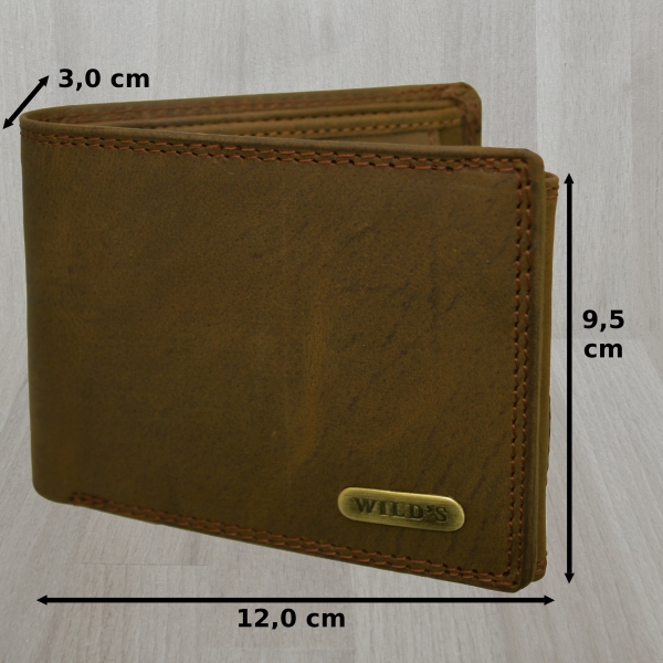 Edle Voll-Leder Herren Geldbörse Brieftasche RFID Schutz Riegelverschluss Querformat (braun)